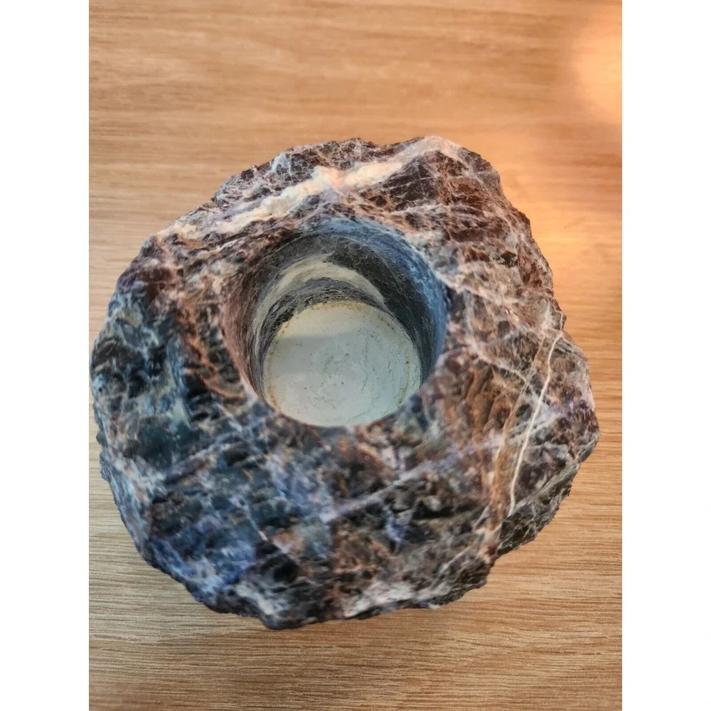 Natural Rough Stone‎ Sodalite Tealight Candle Holder Unique Nature Rock